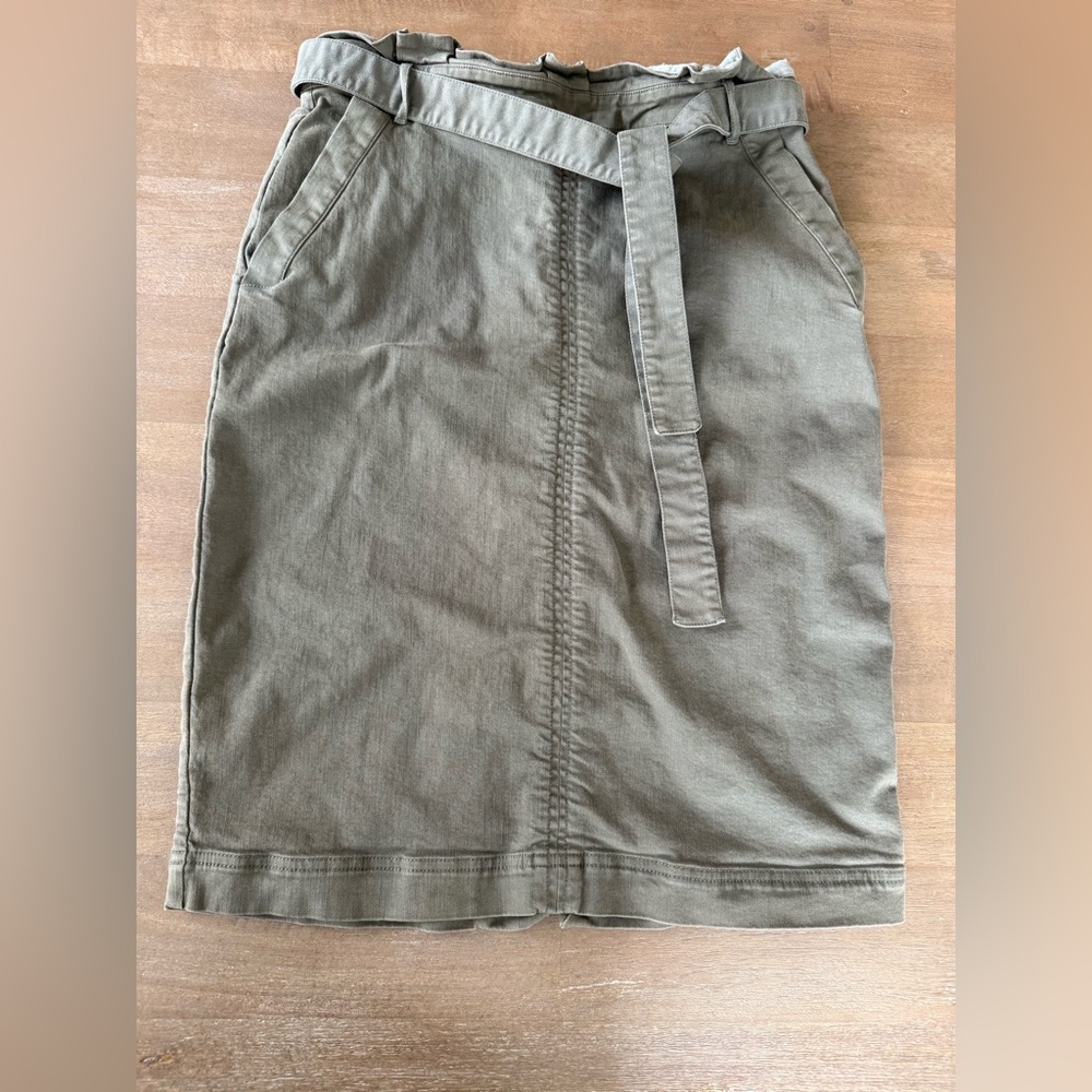 Banana Republic Paperbag Olive Green Denim Women's Skirt Sz 10